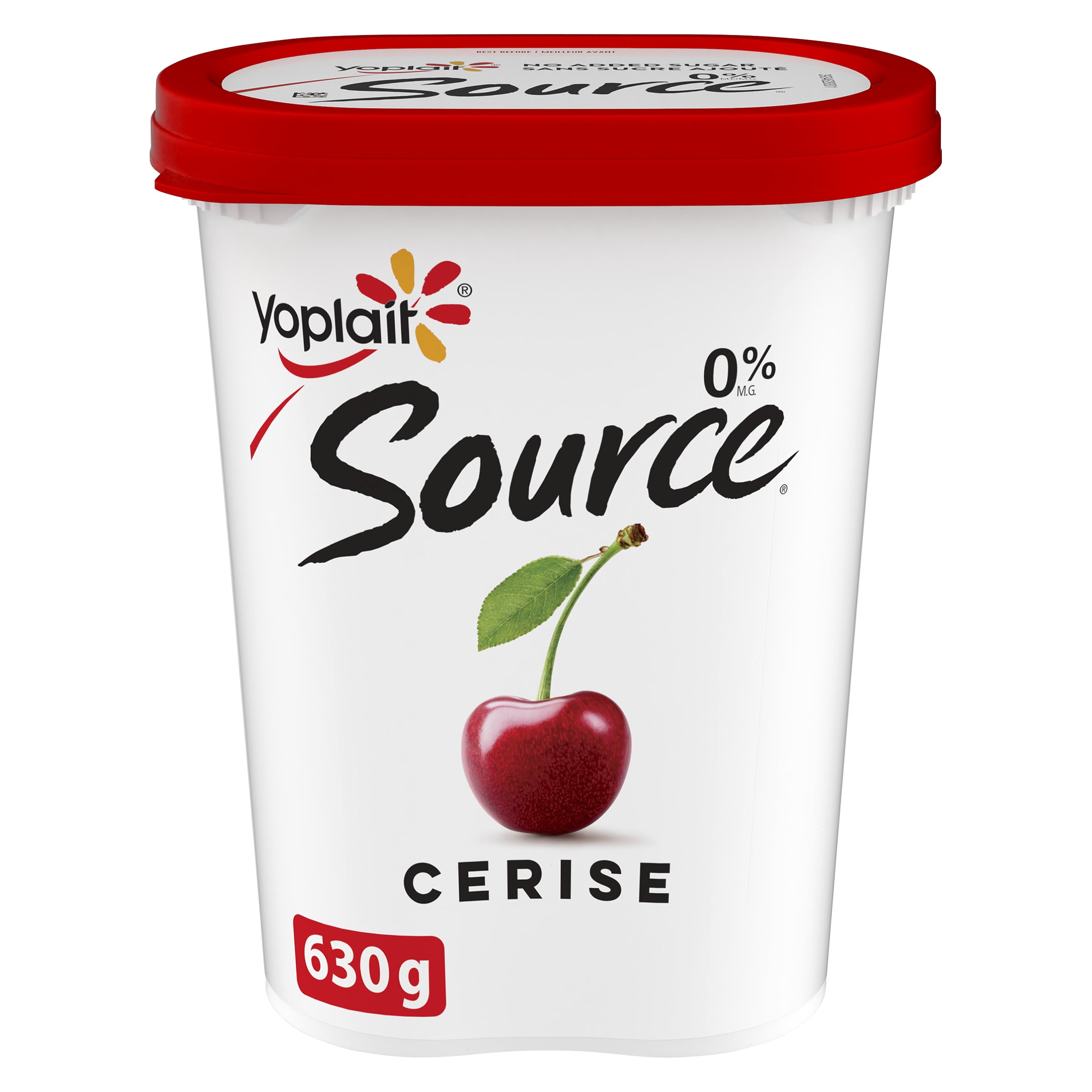 Yoplait Source 0% Smooth Traditional Yogurt, Cherry, No Added Sugar, 630 g