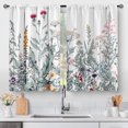 thumbnail image 1 of Flower Leaves Kitchen Curtains - Dark Green Floral Spring Rustic Plant Botanical Cafe Farmhouse Small Short Curtains for Bathroom RV Rod Pocket Window Drapes 36 Inch Length 2 Panels Set, 1 of 5