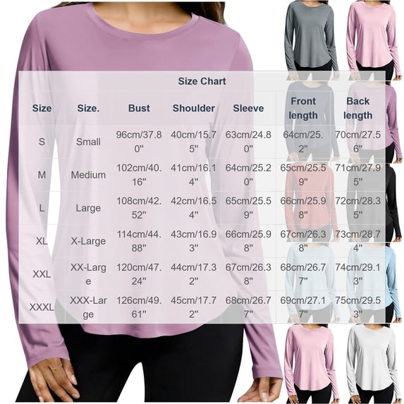 Floleo Women's Quick Dry Long Sleeve Round Neck Athletic Top with UPF Sun Protection for Gym Running Outdoor Workout Training