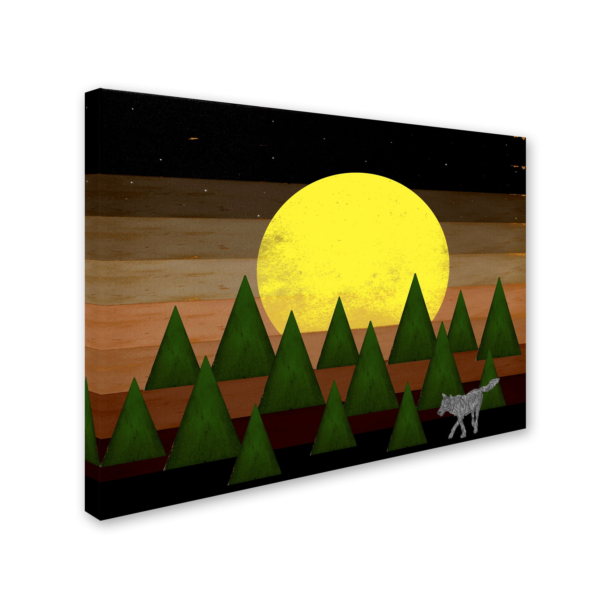 Trademark Fine Art 'Nighttime In The Forest With Wolf' Canvas Art by Tammy Kushnir