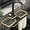 Golden, variant on Faucet Sponge Holder Kitchen Sink Caddy Organizer - Over Faucet Hanging Drain Rack for Sink - Upgraded with Dishcloth Rack (Silver)