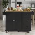 thumbnail image 2 of Yoneston Rolling Kitchen Island with 3 Drawer&nbsp;and Storage Cabinet, Kitchen Cart with Drop Leaf & Spice Rack&nbsp;and Towel Rack&nbsp;for Home, Kitchen, Dining Room, Black, 2 of 9