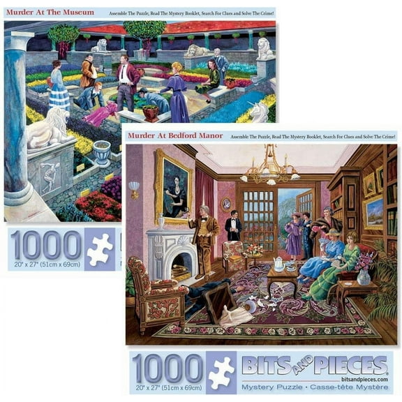 Bits and Pieces Jigsaw Puzzles Murder Mysteries by Gene Dieckhoner 1000 Piece 2-Pack 20" x 27"