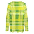 thumbnail image 5 of LYWC Green And Yellow Plaid-306 Long Sleeve Shirts For Women Oversized Tshirts Tops Tees Fall T-Shirts V Neck, 5 of 7
