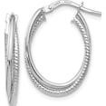 thumbnail image 1 of 14K White Gold Jbsp's Polished Textured Oval Hoop Earrings (23 X 16) Made In Italy le1063, 1 of 6