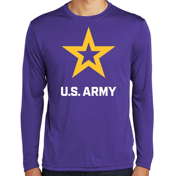 Mens US United States Army Moisture-Wicking Long Sleeve T-shirt, XL Purple