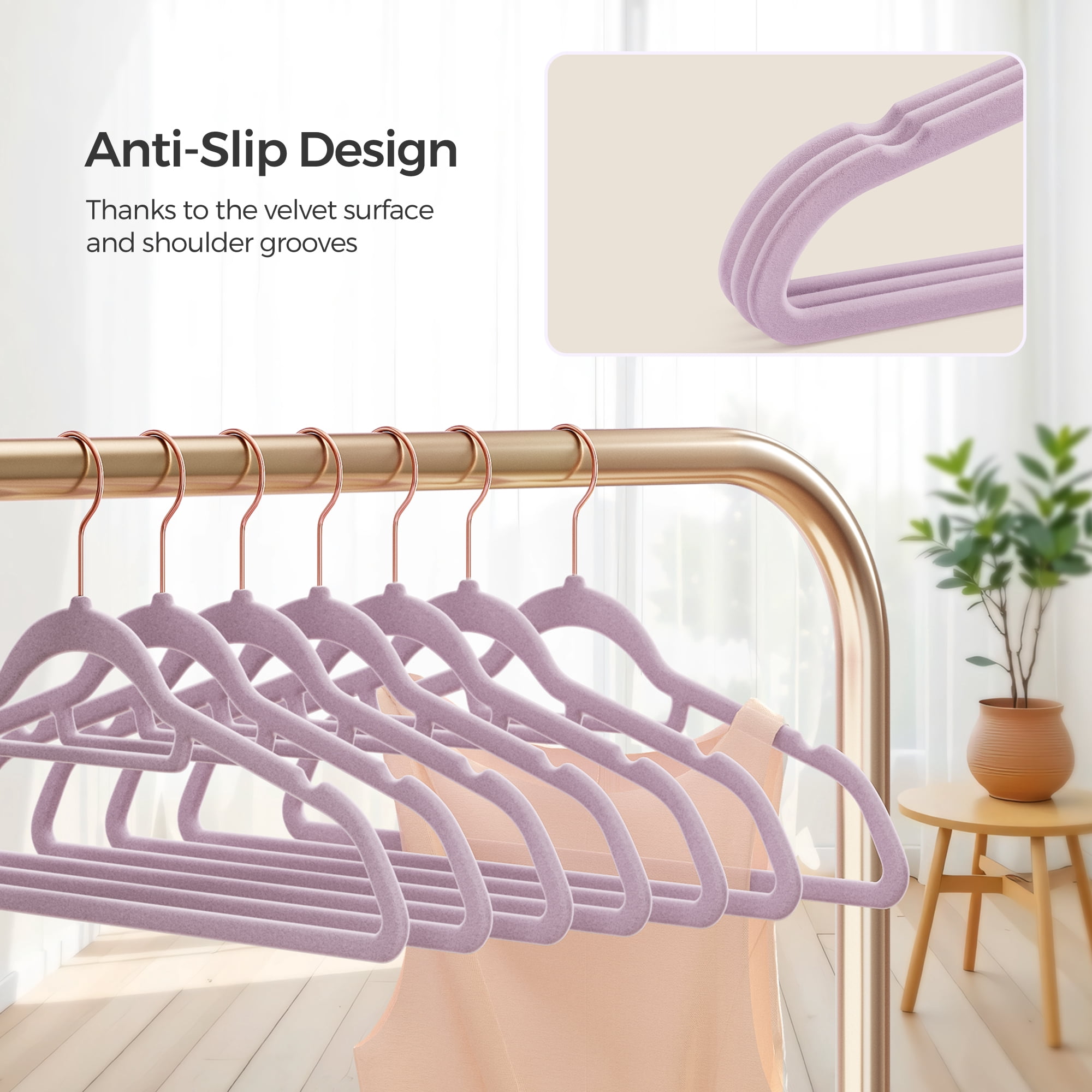 50 Pack Velvet Hangers Clothes Hanger with Swivel Hook Non-Slip for Coat Shirt Dress Pants Tie Lavender Purple