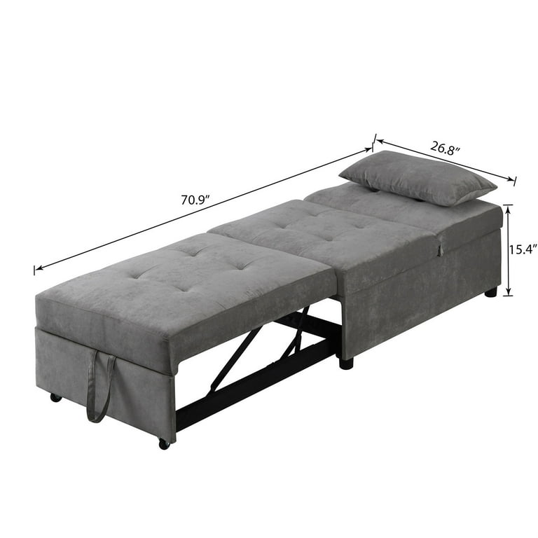 Sofa Bed, 4 in 1 Multi-Function Folding Ottoman Breathable Linen Couch Bed  with Adjustable Backrest Modern Convertible Chair for Living Room Apartment