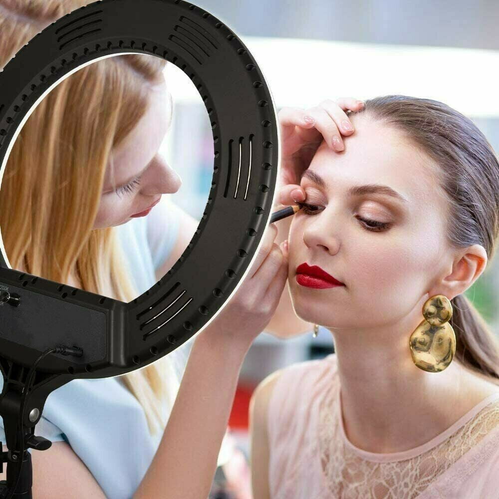17 inch LED Ring Light with Tripod Stand, Adjustable Color Temperature 2800k to 5600k Makeup Ring lights with Phone Holder, Carryin Bag,Bluetooth for Camera, YouTube