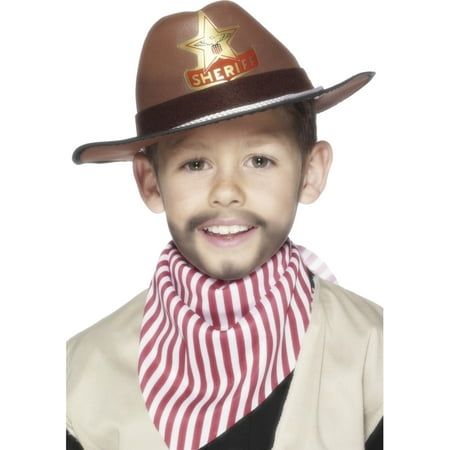 Child's Brown Sheriff Hat With Star Western Gunslinger Costume Accessory