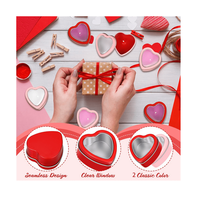 36PCS Heart Shaped Candle Tins, Candle Jars with Clear Windows, Empty Heart  Shaped Red Metal Tins, Sealed Empty Candle Jars for Valentine's Day,  Mother's Day, Wedding 