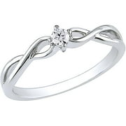Miabella Round Diamond-Accent 10kt White Gold Promise Ring