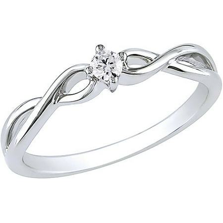 Miabella Round Diamond-Accent 10kt White Gold Promise Ring