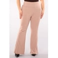 thumbnail image 3 of Plus Size High Waist Soft Brushed Flare Pants - Latte, 3 of 9