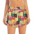 thumbnail image 2 of Picia Cute Cartoon Cat Pattern Women's 2 in 1 Athletic Running Shorts High Waisted Workout Casual Gym Sweat Shorts with Comfy Liner Zipper Pockets-XX-Large, 2 of 9