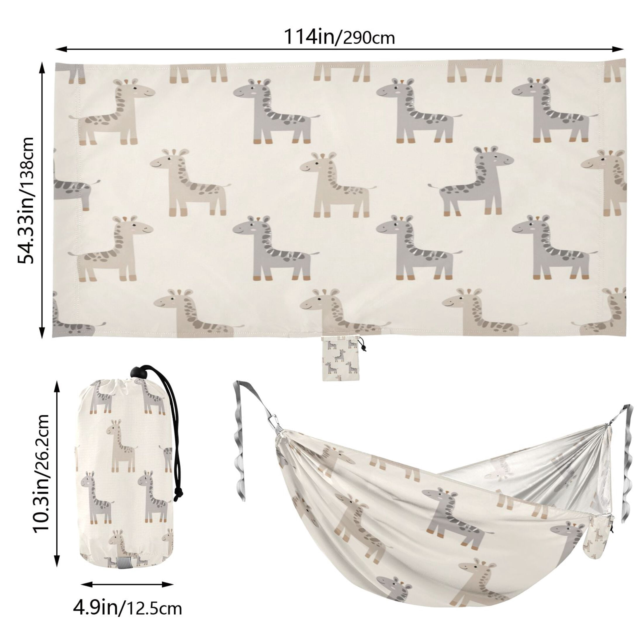 Hammock Camping Hammock Nylon Portable Hammock Travel Camping Hammock Giraffe Pattern Beige Gray