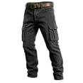 thumbnail image 4 of Mens Corduroy Pants Straight Wide Leg Button Work Pants Vintage Cargo Pants with Multi Pockets for Streetwear, 4 of 9