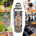 thumbnail image 7 of Floral Gold Sports Water Bottle 32oz with Straw for Kids Travel Mug BPA Free Leak Proof for School, 7 of 7
