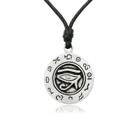 Egyptian Eye Horus - Egyptian Eye of Ra Horus Silver Pewter Charm Necklace Pendant Jewelry With Cotton Cord