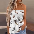 thumbnail image 1 of Tops De Tubo Smocked Top Bandeau Sin Tirantes Mujeres Tops De Tubo Smocked Bandeau Sin Tirantes Plisado Estampado Sin Mangas Slim Fit Dressy Tank White Feather L ANGGREK Pluma Blanca L, 1 of 6