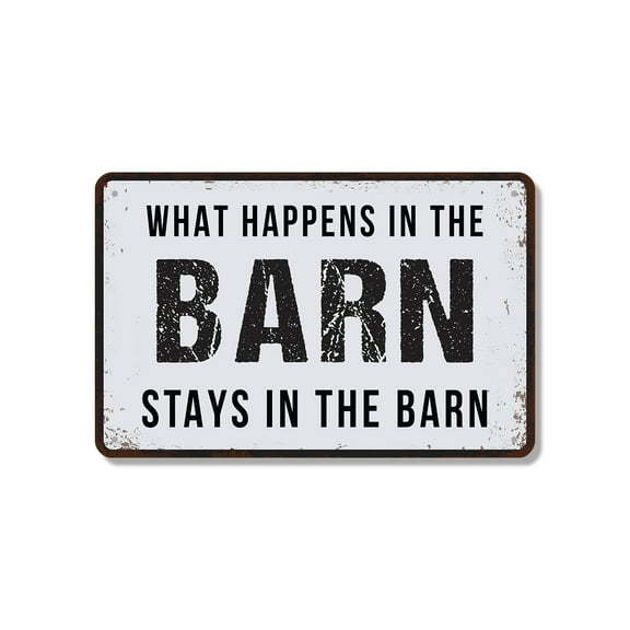 What Happens In The Barn Stays In The Barn 18 Inch x 24 Inch Novelty Aluminum Metal Sign Hay Now Keep Secrets Weatherproof Perfect for Barns Stables Tack Rooms Fun Gift for Farmers