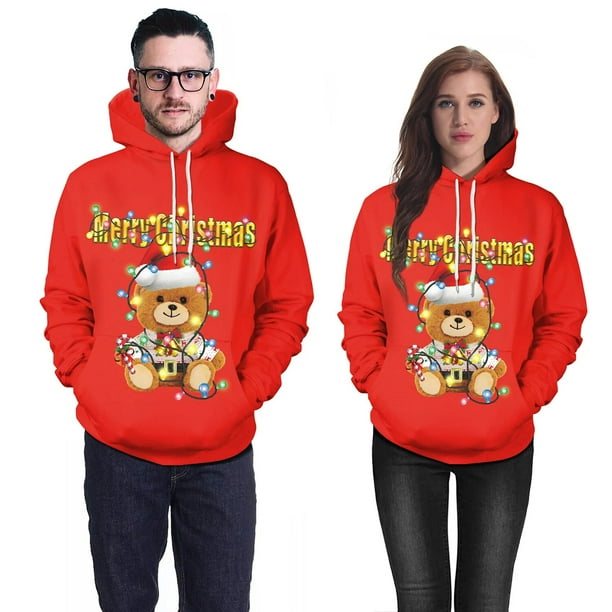 Sudadera con capucha de Navidad para hombres sudaderas graficas ropa Unisex jersey de manga larga con estampado 3D ropa de calle para parejas Bodega Aurrera en linea