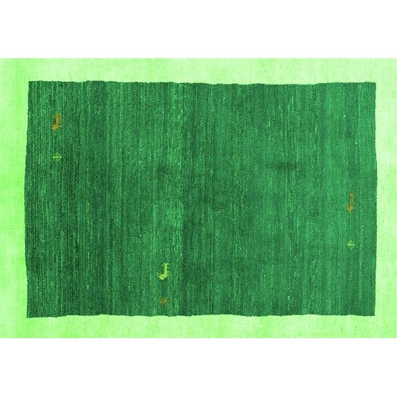 Ahgly Company Indoor Rectangle Abstract Green Contemporary Area Rugs, 4' x 6'
