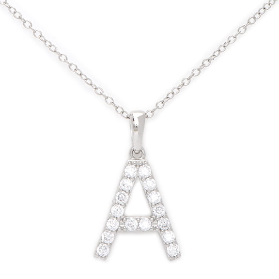 Dolce Giavonna .925 Sterling Silver Cubic Zirconia Initial Pendant -A