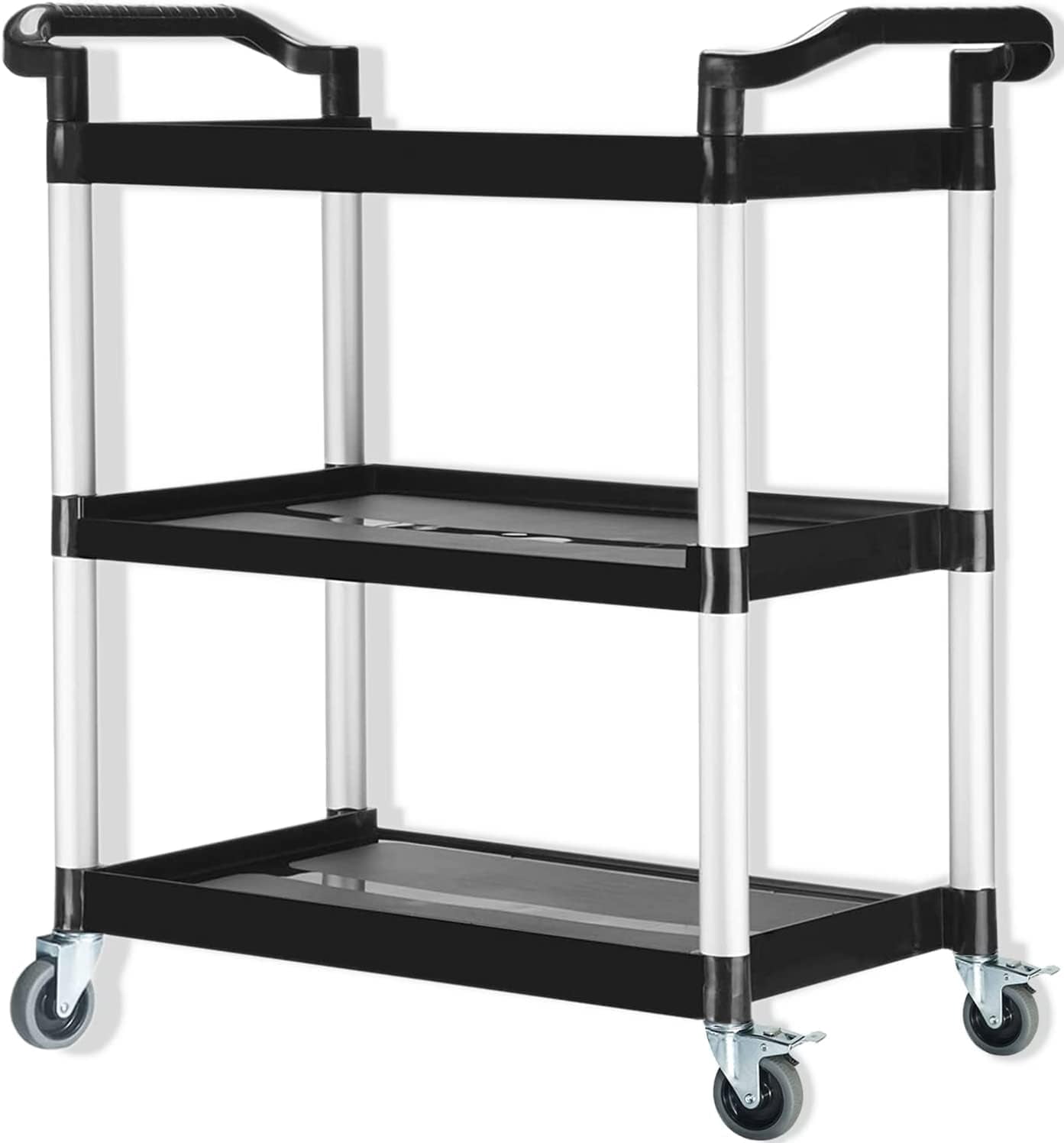 3Tier Utility Cart Bussing Service Plastic Cart With Wheels (16'' D
