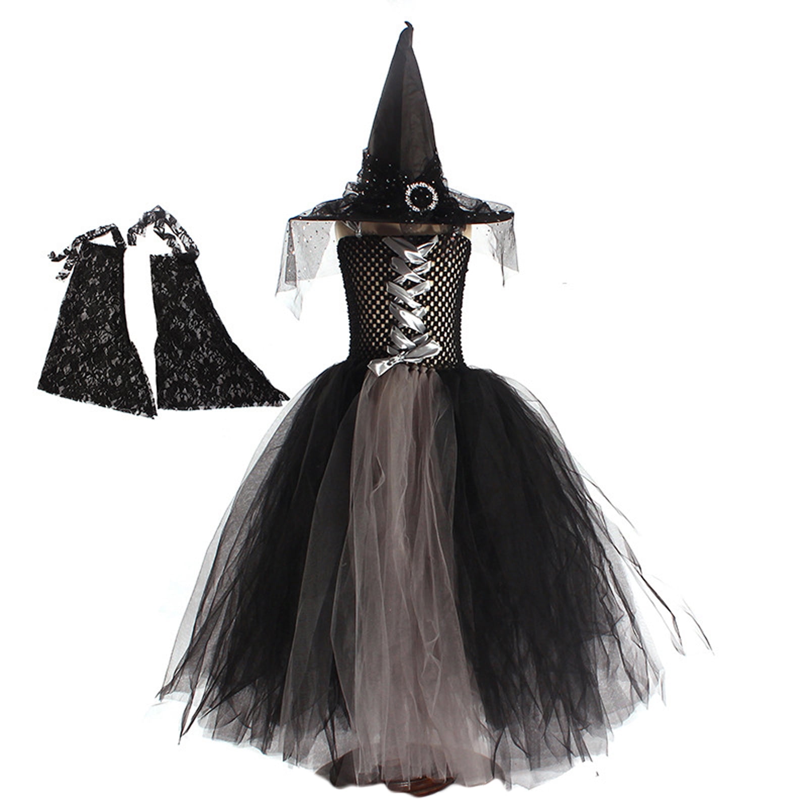 FOCUSNORM Girls halloween cosplay Costume Set, Witch Dress with Hat ...
