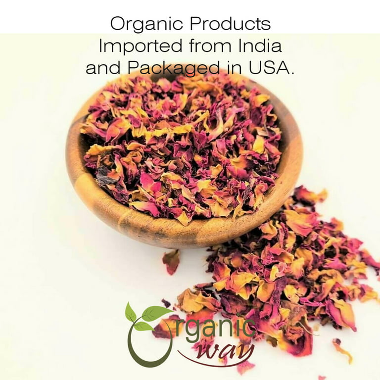 Organic Veda Rose Petal U2013 Pure, Non-GMO, 100% Organic USDA Certified Food Grade Premium Gentle Dried Rose Petals for Tea, Cooking, Baking, Beaut