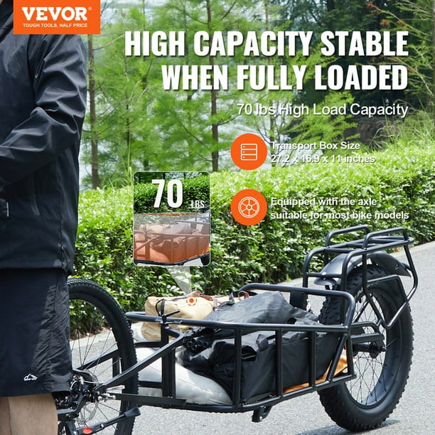 VEVOR Bike Cargo Trailer 70 lbs Load Capacity Heavy Duty Bicycle Wagon Cart Compact Storage Quick Release Structure with Universal Hitch 20 Wheels Fits Most Bike Wheels Carbon Steel Frame Walmart