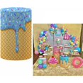thumbnail image 1 of wonima02 Drip Ice Cream Waffle Cone Cylinder Plinth Covers for Sweet Donuts Theme Parties Decorations Pedestal Cover Baby Shower Girls Pink Birthday Party Cake, 1 of 1