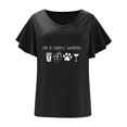 thumbnail image 4 of Camiseta informal para mujer, blusa estampada con volantes, manga corta, cuello en V, Tops Fridja  ghk7161, 4 of 5