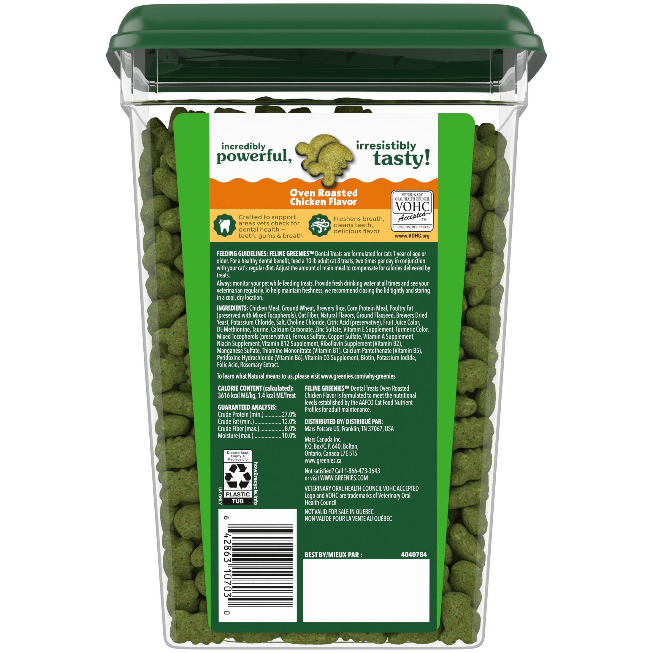 Greenies Feline Dental Cat Treats 2.1 Oz Pouch, Oven Roasted