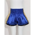 thumbnail image 6 of Yhong Kids Boys Girls Sport Shorts Metallic Patchwork Side Slit Letter Embroidery Boxing Fighting Blue&Gold L, 6 of 7