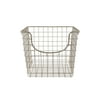 Spectrum Diversified Scoop Wire Storage Basket, Vintage-Inspired Steel Storage Solution for Kitchen, Pantry, Closet, Bathroom, Craft Room & Garage, Small, Satin Nickel