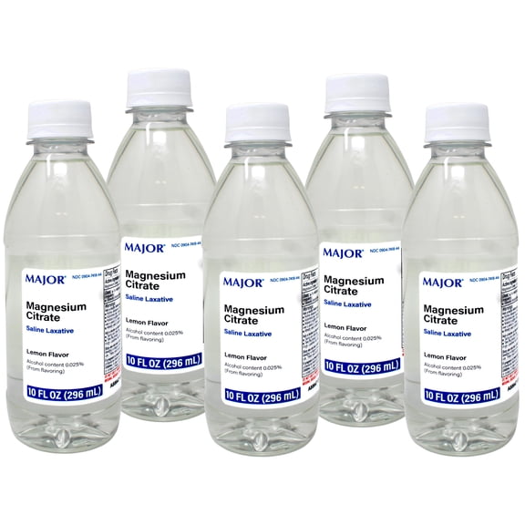 5 Pack - MAJOR Magnesium Citrate Saline Laxative - Helps Relieve Occasional Constipation (Irregularity), Lemon Flavor, 10 Fl Oz