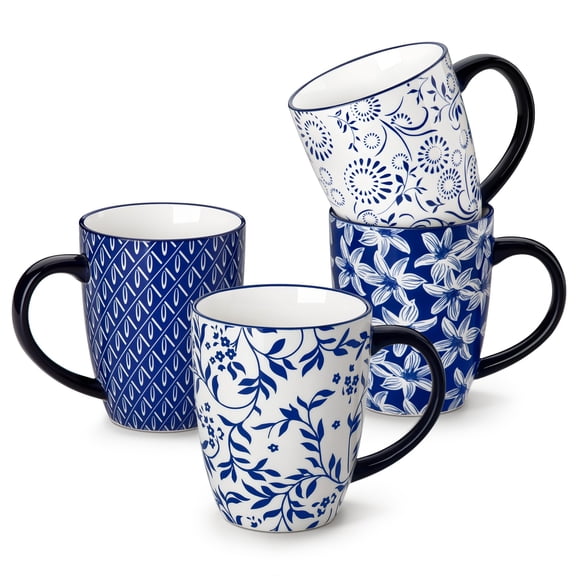 MALACASA Ceramic Coffee Mugs Set of 4, 16 oz Coffee Cups with Handles for Coffee, Tea, Milk, Microwave & Dishwasher Safe