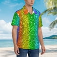 thumbnail image 6 of Rainbow Sparkling Men's 3d Print Casual Button Down Shirts, Novelty Hawaiian Short Sleeves 2xl, 6 of 8