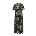 thumbnail image 4 of Uaswgudfs ​Floral Women's V-Neck Short Sleeve Midi Dress​ - Cotton Chiffon Summer 2025 Flow Style for Women Green 3XL, 4 of 6