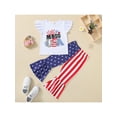 thumbnail image 2 of aturustex 4th of July Toddler Girls Outfits Fly Sleeve Letter T-Shirt Tops Pants Set USA American Flag Clothes Independence Day(12 Months- 4 Years), 2 of 8