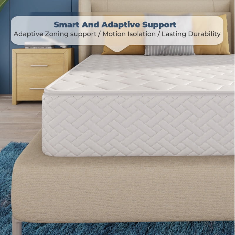 King Mattress 6 Inches 76X80 White – Medium Firm Hybrid – King Size Mattress Pocket Coil Tight Euro Top High Density & Polyester Cover – Rolled in a Box