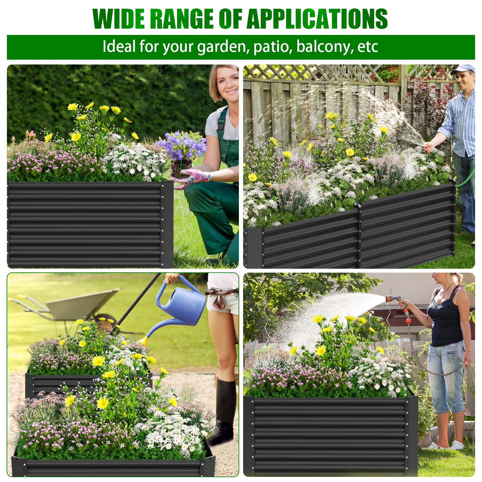 Raised Garden Bed, 4×2×2ft Large Outdoor Metal Planter Box,120 Gal Soil Capacity, Galvanized Raised Garden Bed Kit for Flower Plants, Fruits, Vegetable Herbs
