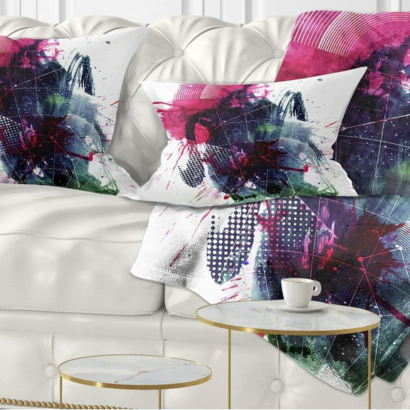 Designart Multicolor Abstract Stain - Abstract Throw Pillow - 12x20
