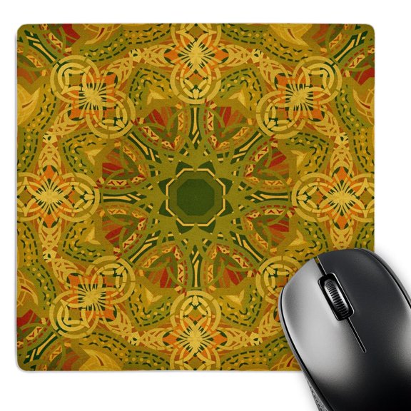 3dRose, Colorful Geometric Pattern in Yellow Green and Red, MousePad