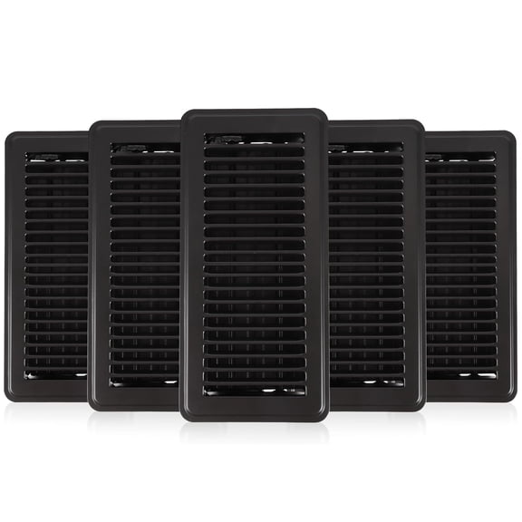 4" x 10" Floor Register -5Pack Floor Vent Covers, Heavy Duty Steel Walkable Floor Vents - Easy Adjust Air Supply Lever - Vent Covers for Home  Floor Wall Ceiling (Black)