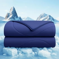 Cooling Comforter King Size, Cooling Blankets for Hot Sleepers and Night Sweats, Double Sided Cool Q-Max>0.45, Lightweight and Breathable Absorb Heat Soft Summer Ice Blanket 104"×90" Inches, Navy