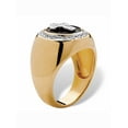thumbnail image 2 of PalmBeach Jewelry Men's 1/10 TCW Diamond and Bezel-Set Onyx Halo Cross Ring in 14 Gold-plated Sterling Silver, 2 of 5