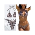 thumbnail image 4 of Womens Push Up Swimsuits Two Pieces Split Bathing Suit Female Backless Swimsuit Leopard Print Swimwear for Beachwear, 4 of 11